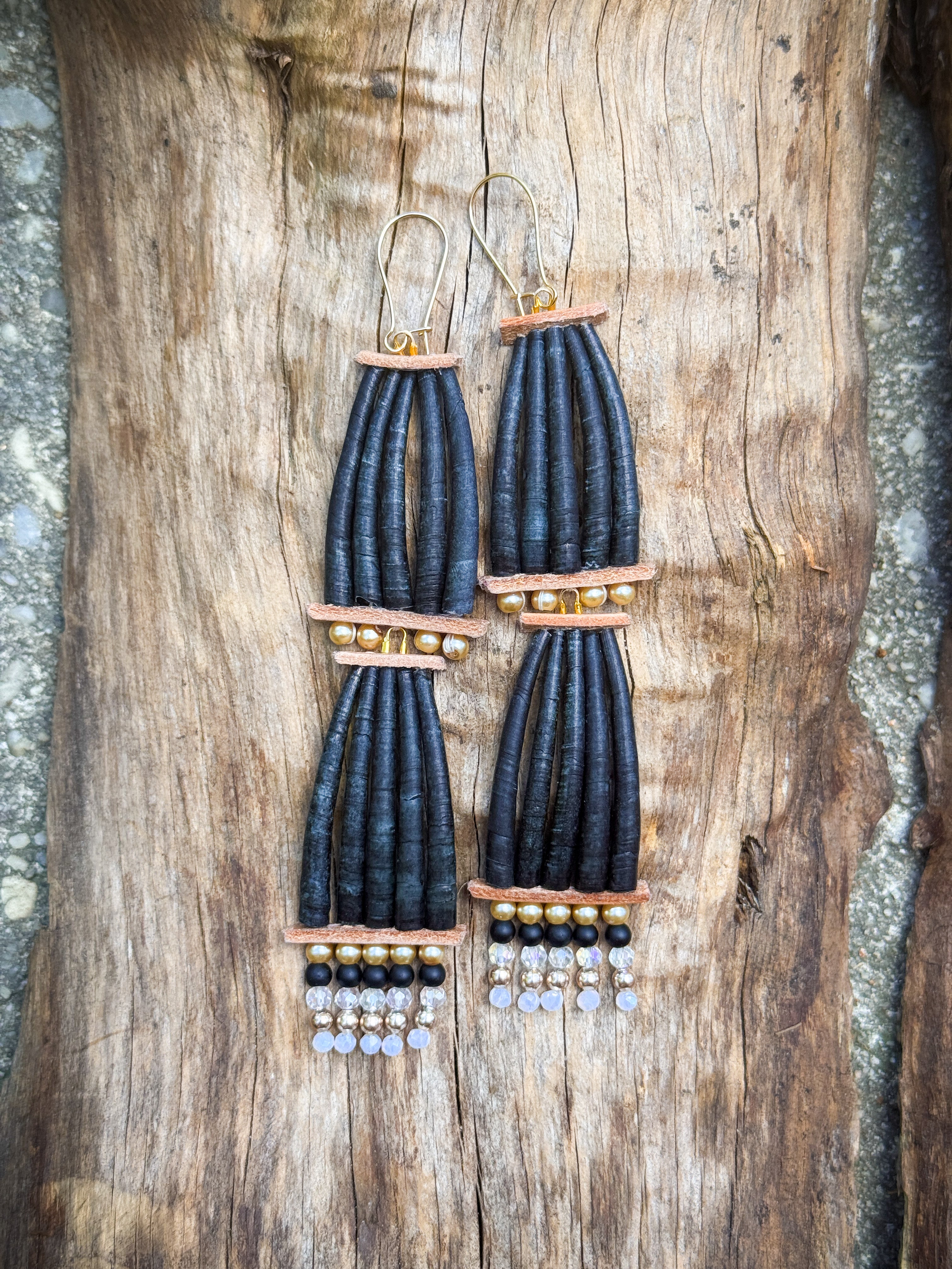 Handmade Dyed Dentalium Earrings