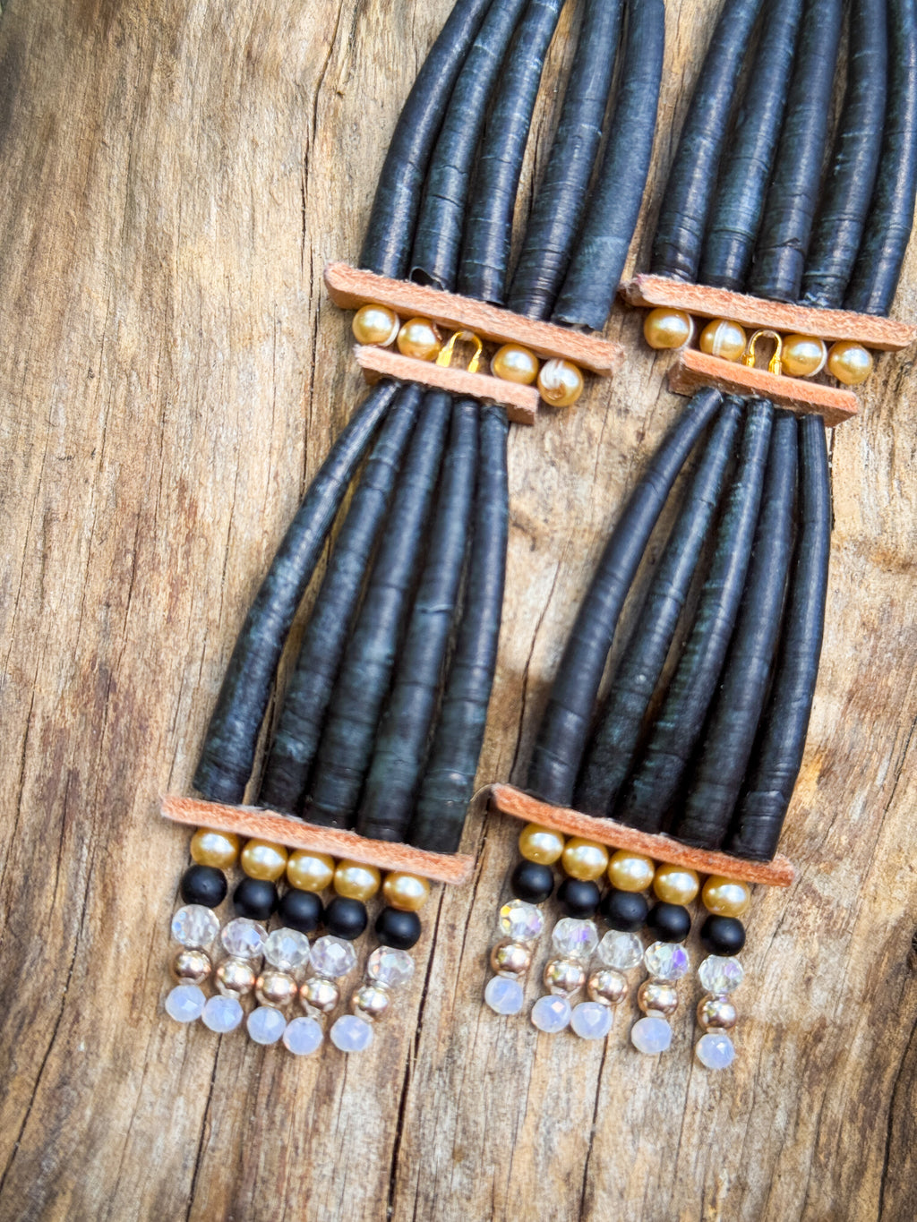 Handmade Dyed Dentalium Earrings