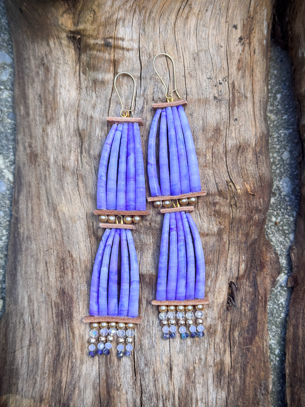 Handmade Dyed Dentalium Earrings