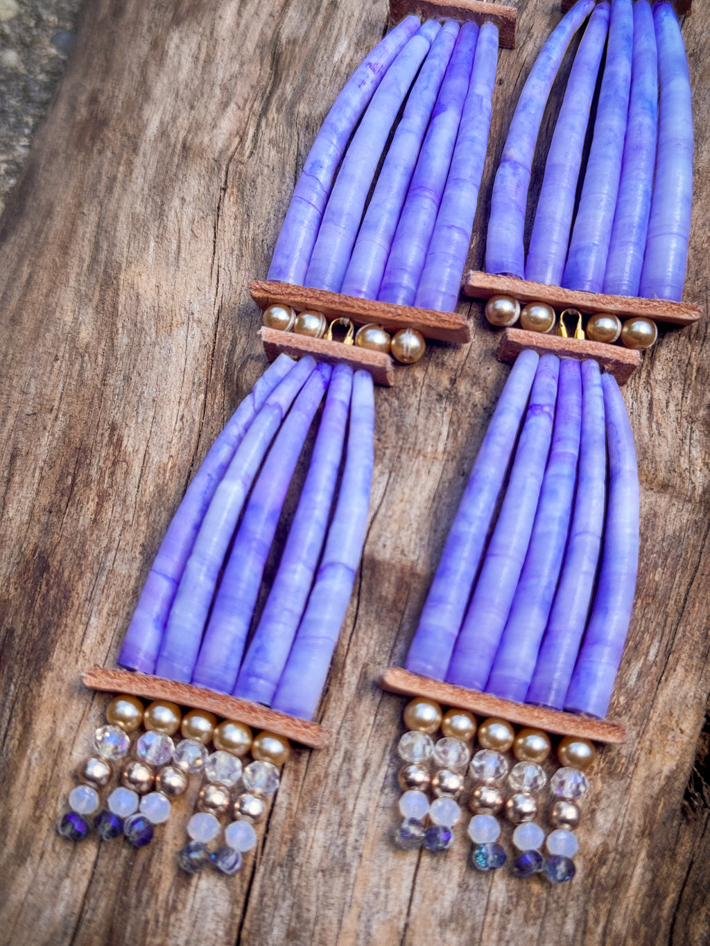 Handmade Dyed Dentalium Earrings