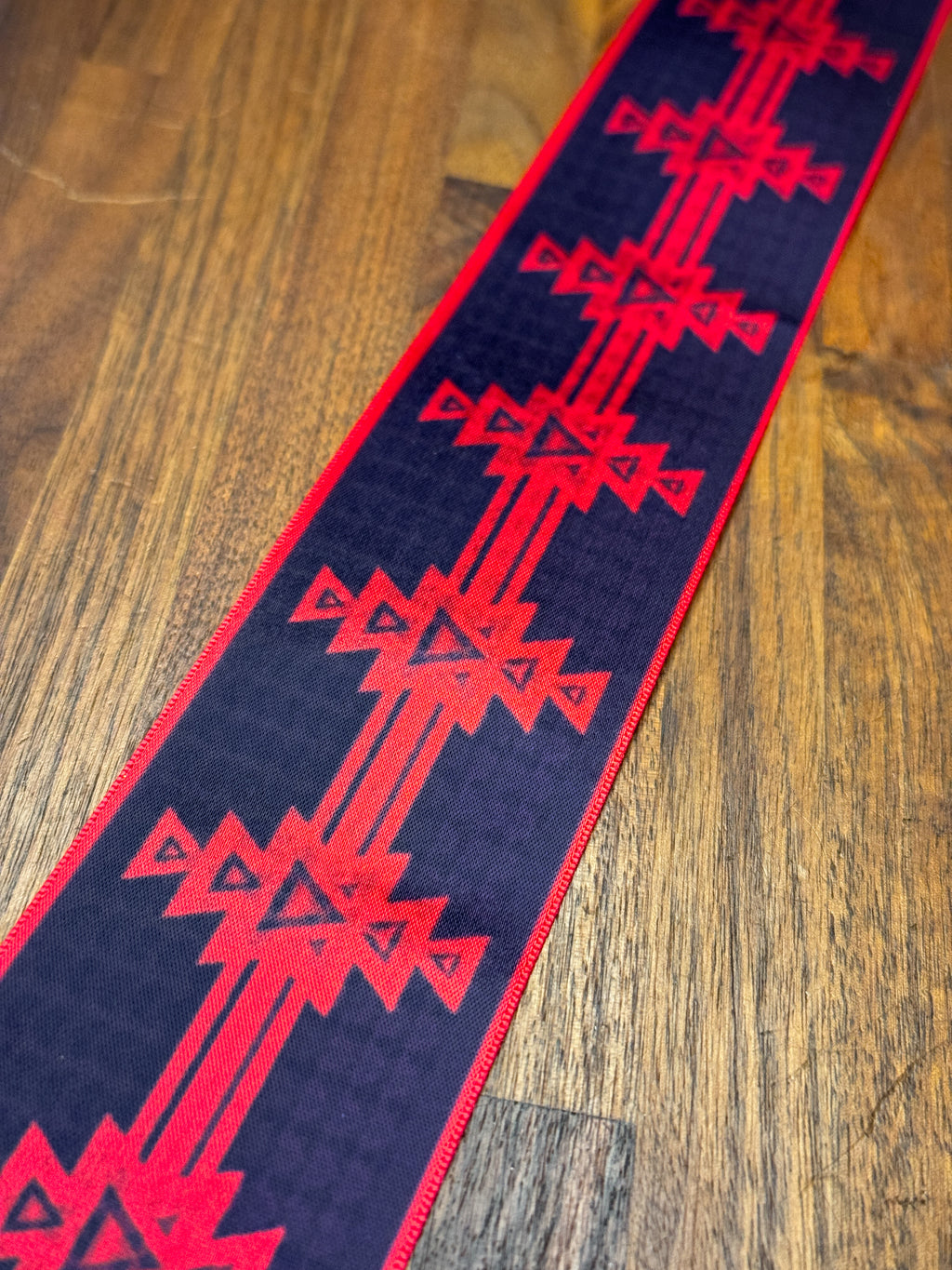 Midnight Blue & Red Native Print Ribbon