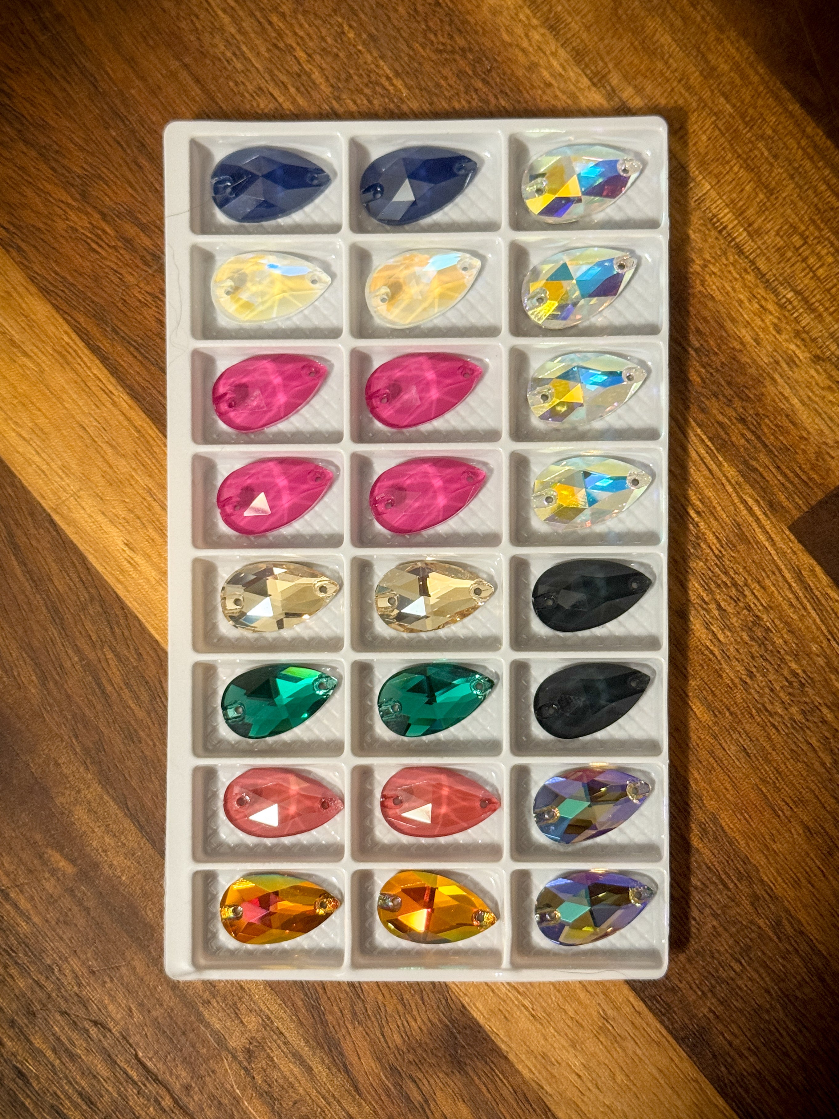 Assorted Glass Crystal Teardrop Set: 12 Pairs