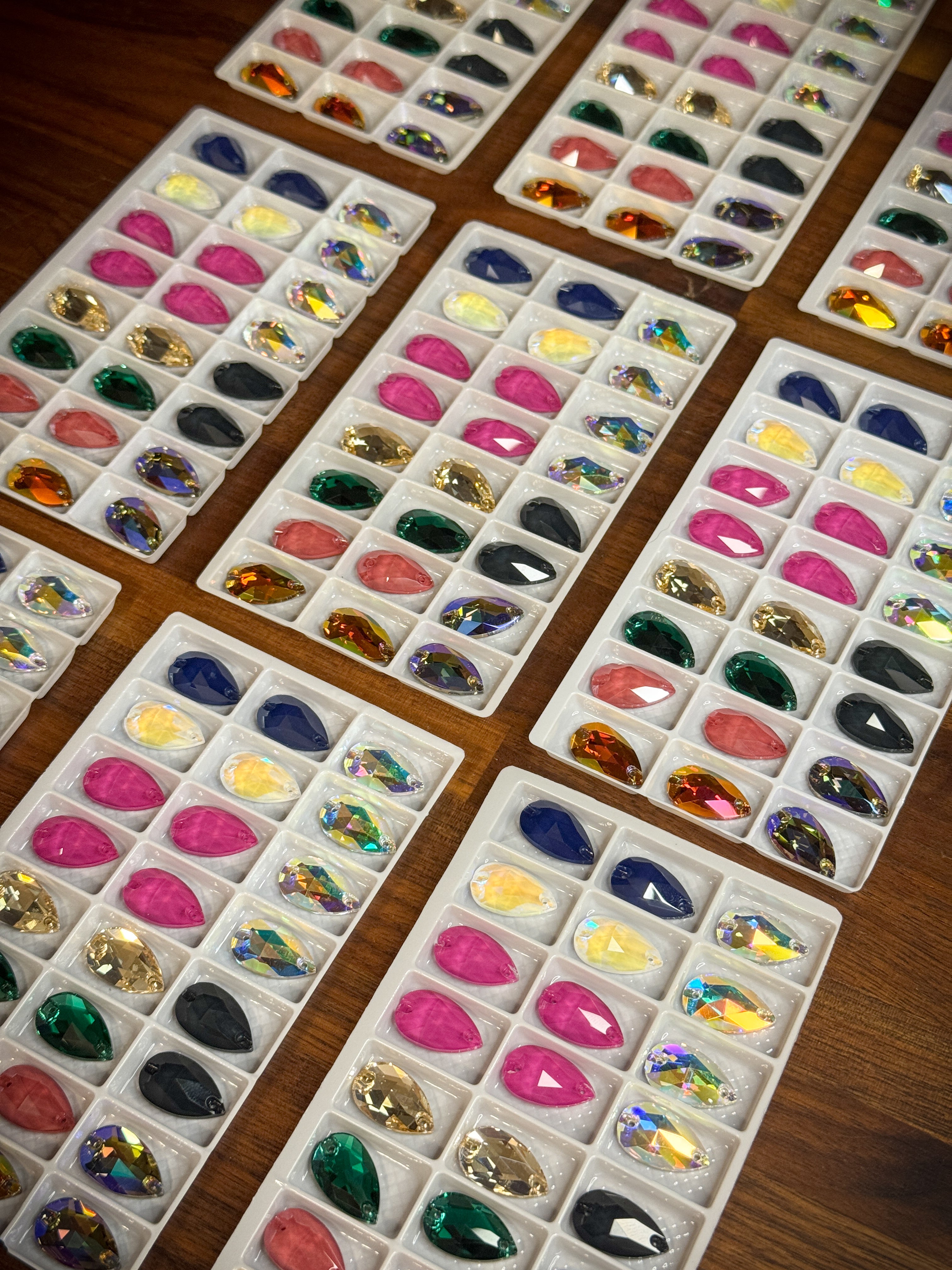Assorted Glass Crystal Teardrop Set: 12 Pairs