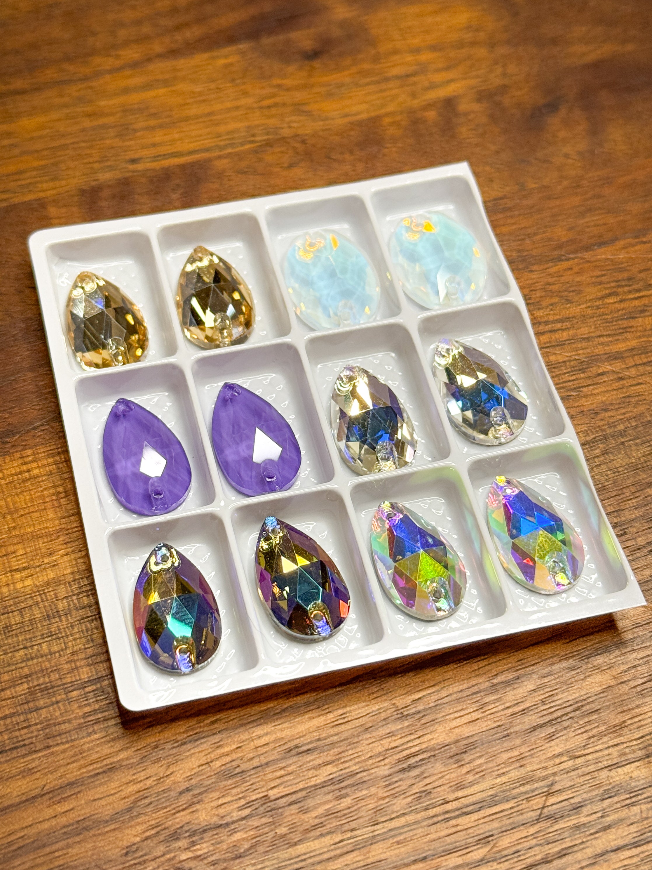 Assorted Glass Crystal Teardrop Set: 6 Pairs