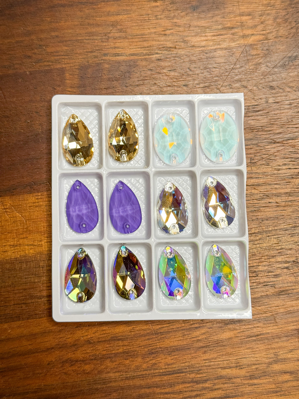 Assorted Glass Crystal Teardrop Set: 6 Pairs