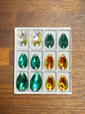 Assorted Glass Crystal Teardrop Set: 6 Pairs