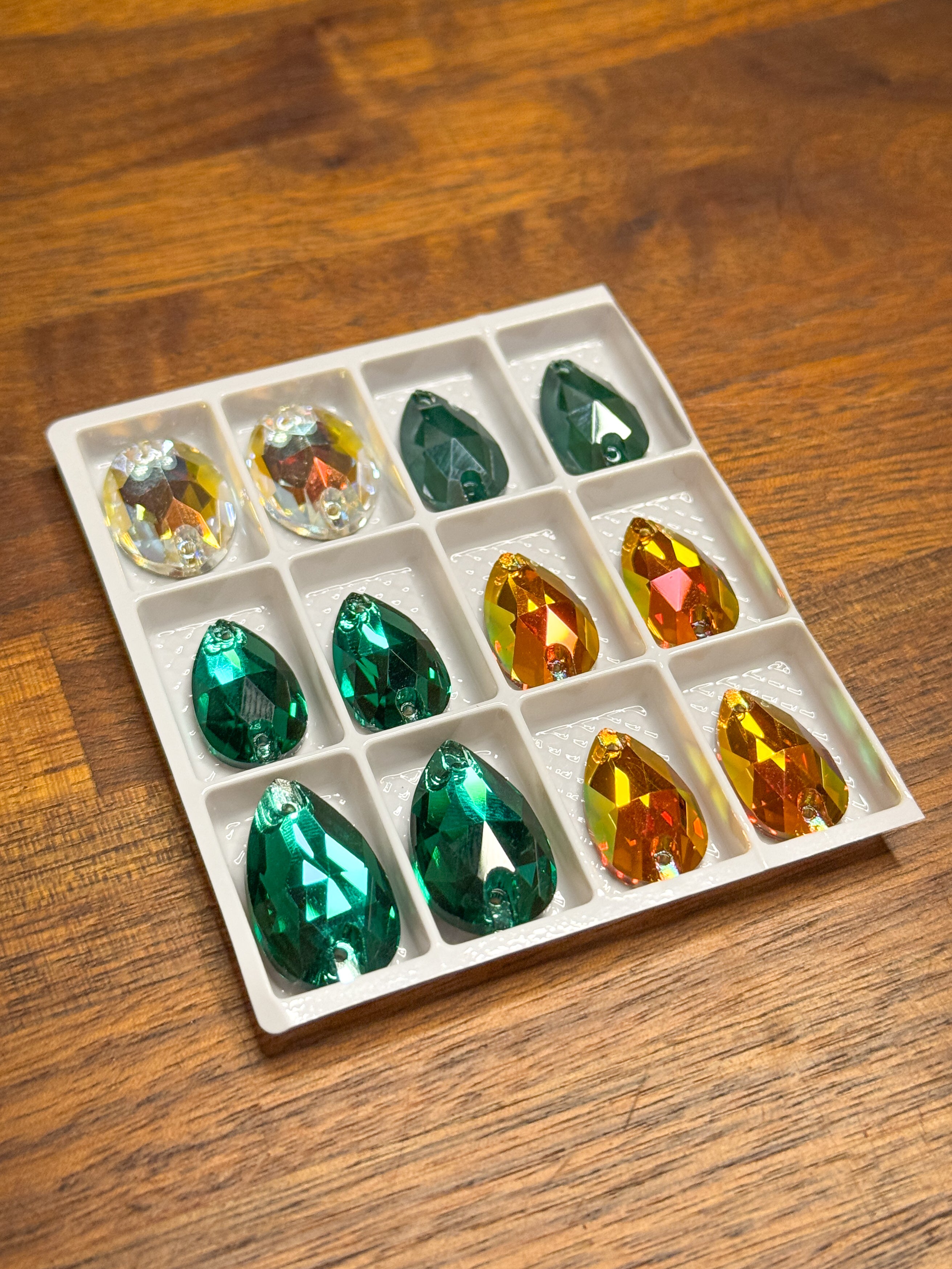 Assorted Glass Crystal Teardrop Set: 6 Pairs