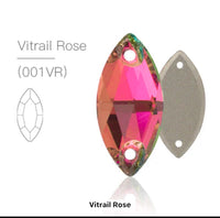 Vitrail Rose Glass Crystal Horseeye: 7x15mm