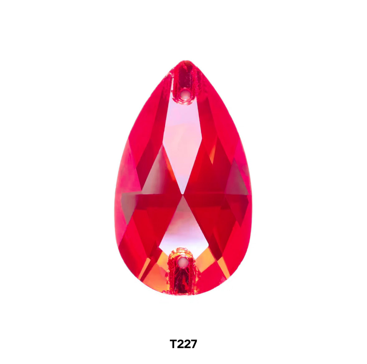 Light Siam Red T227 Glass Crystal Teardrop 11x18mm: Sold Per Pair, Half Tray, or Tray