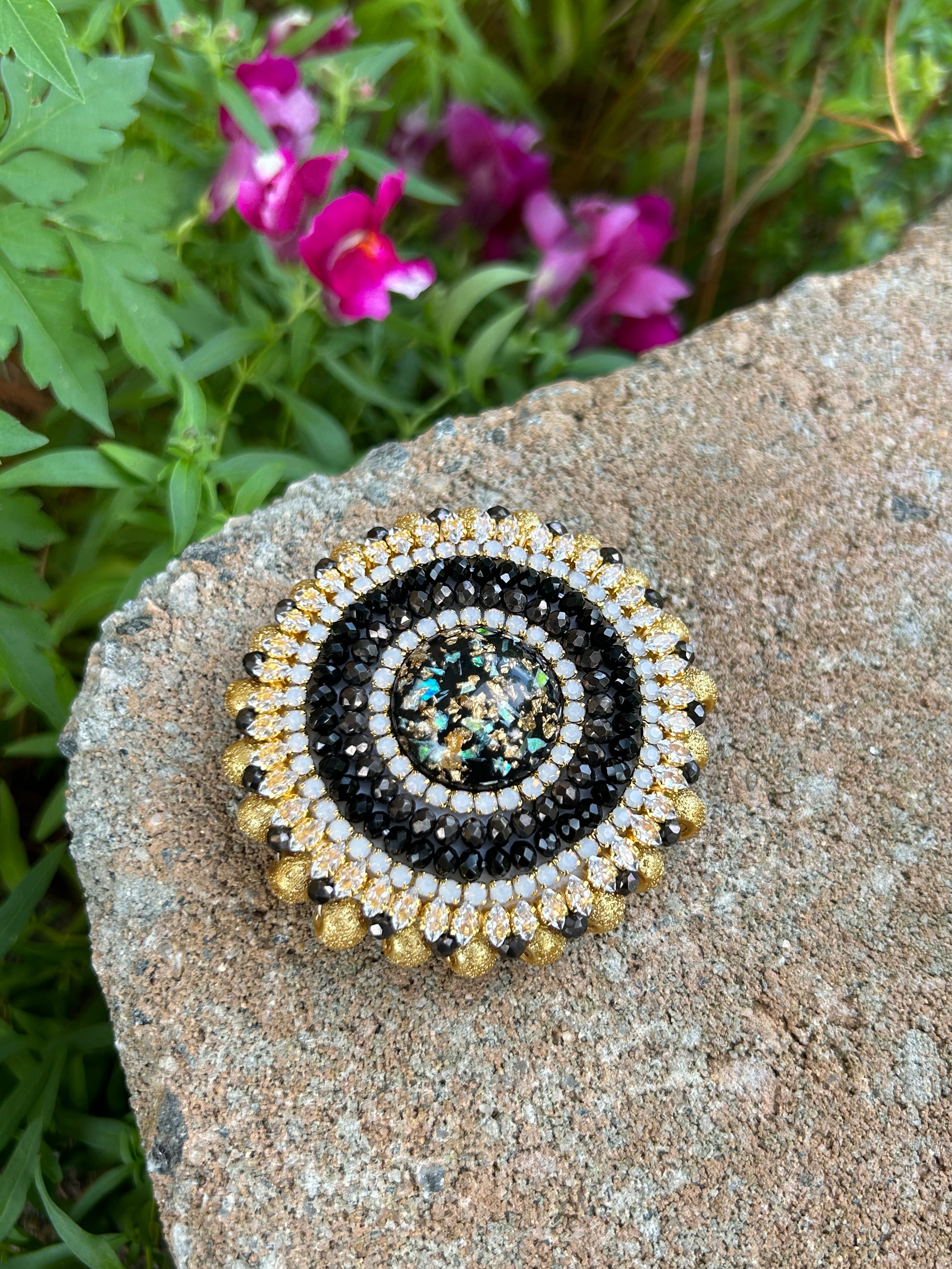 Black & Gold Phone Grip or Badge Reel