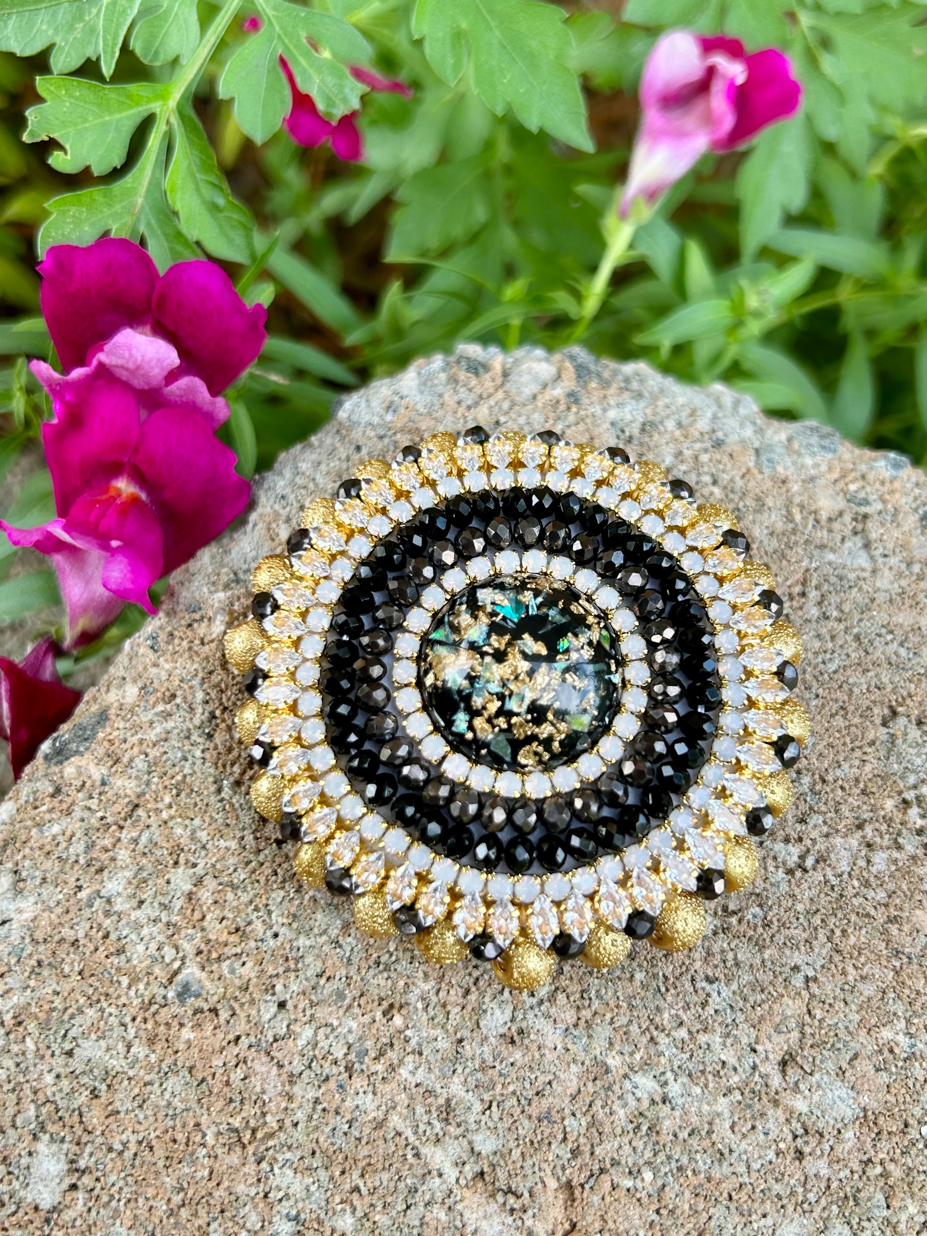 Black & Gold Phone Grip or Badge Reel