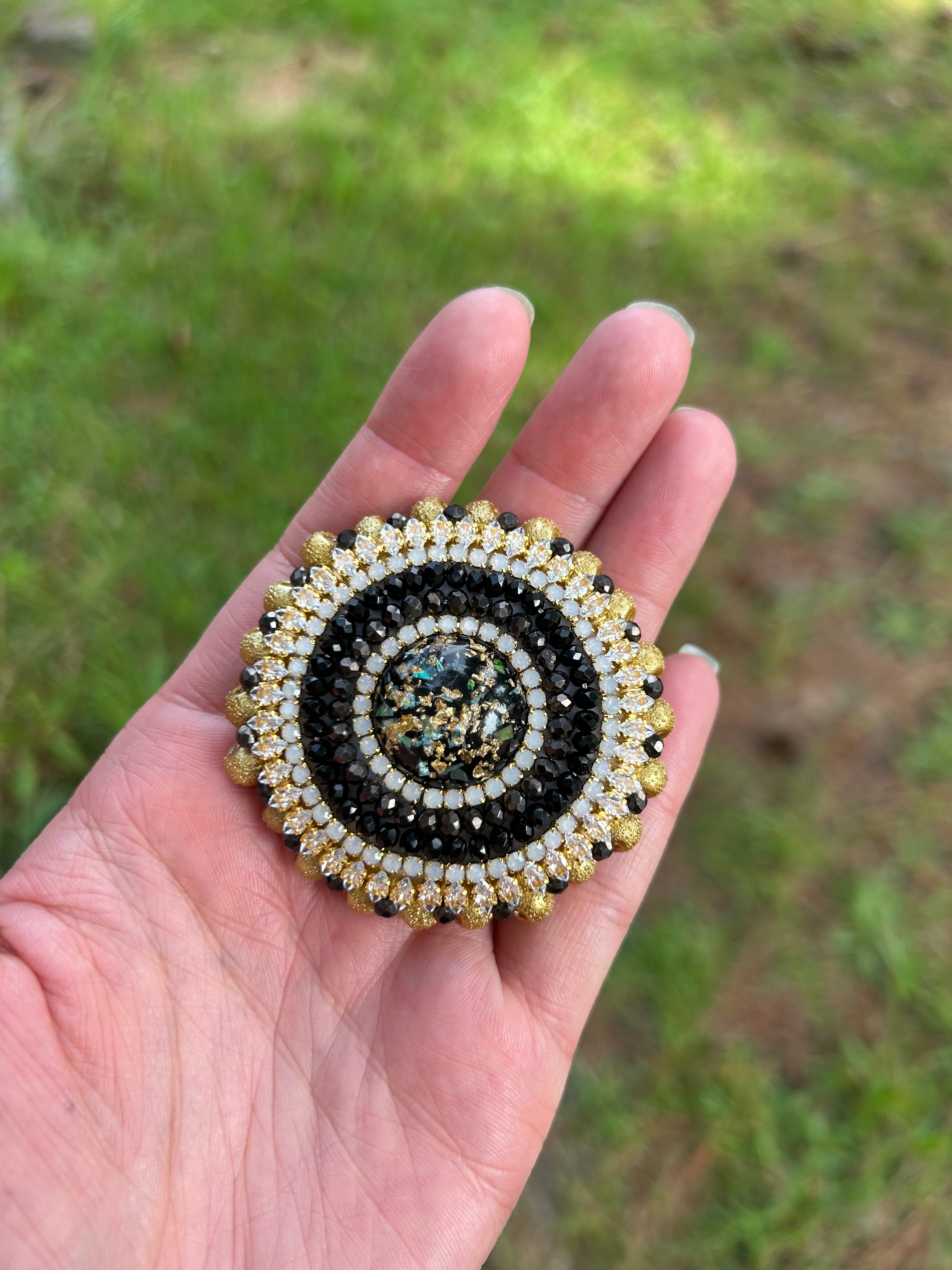 Black & Gold Phone Grip or Badge Reel