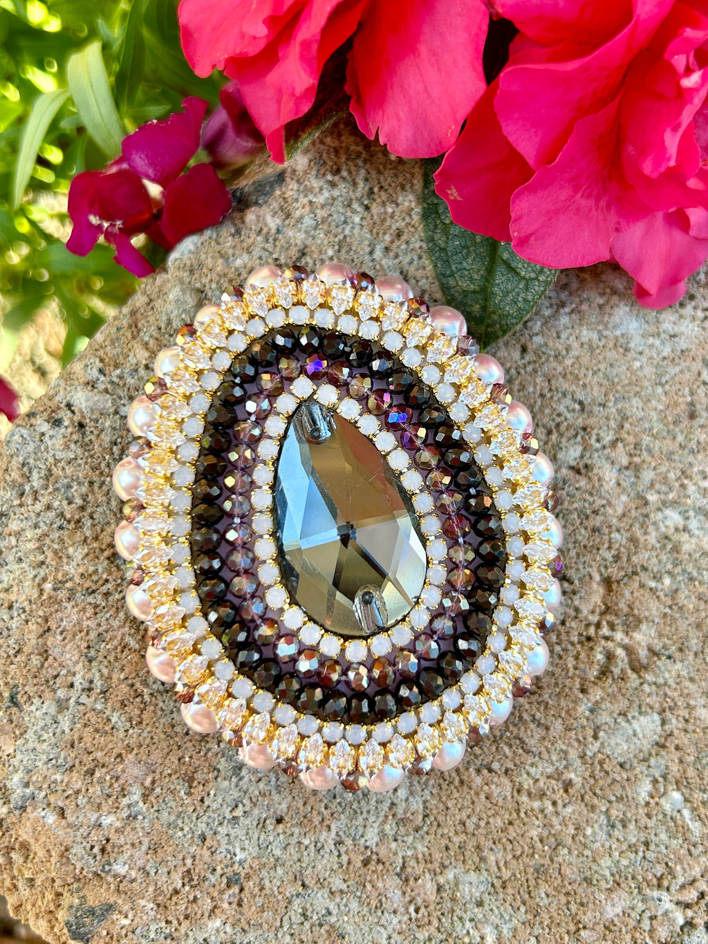 Black & Purple Phone Grip or Badge Reel