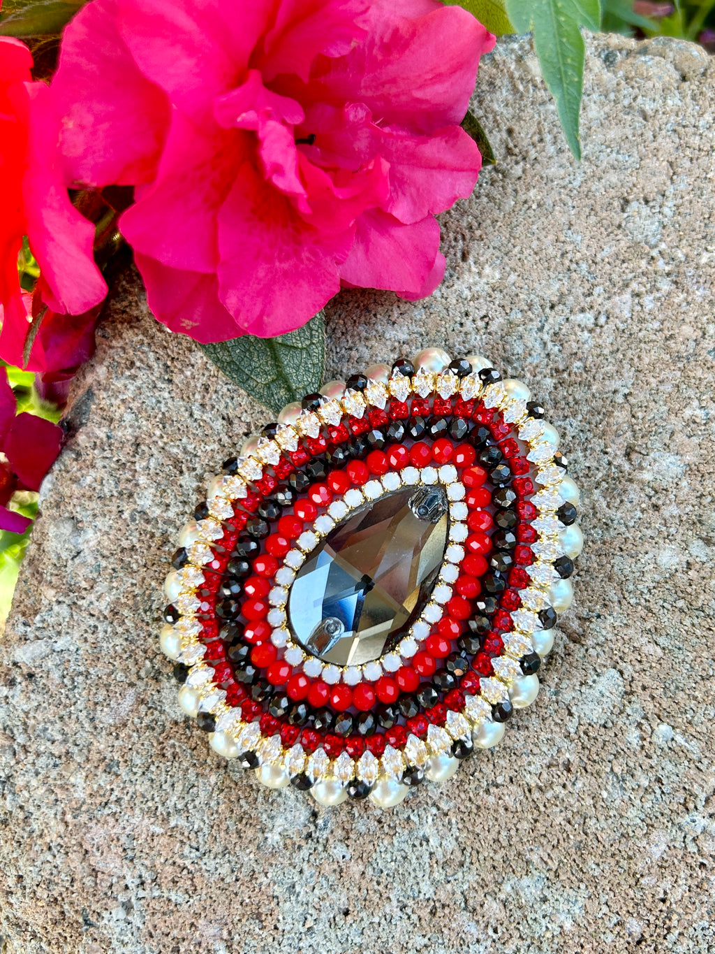 Black & Red Phone Grip or Badge Reel