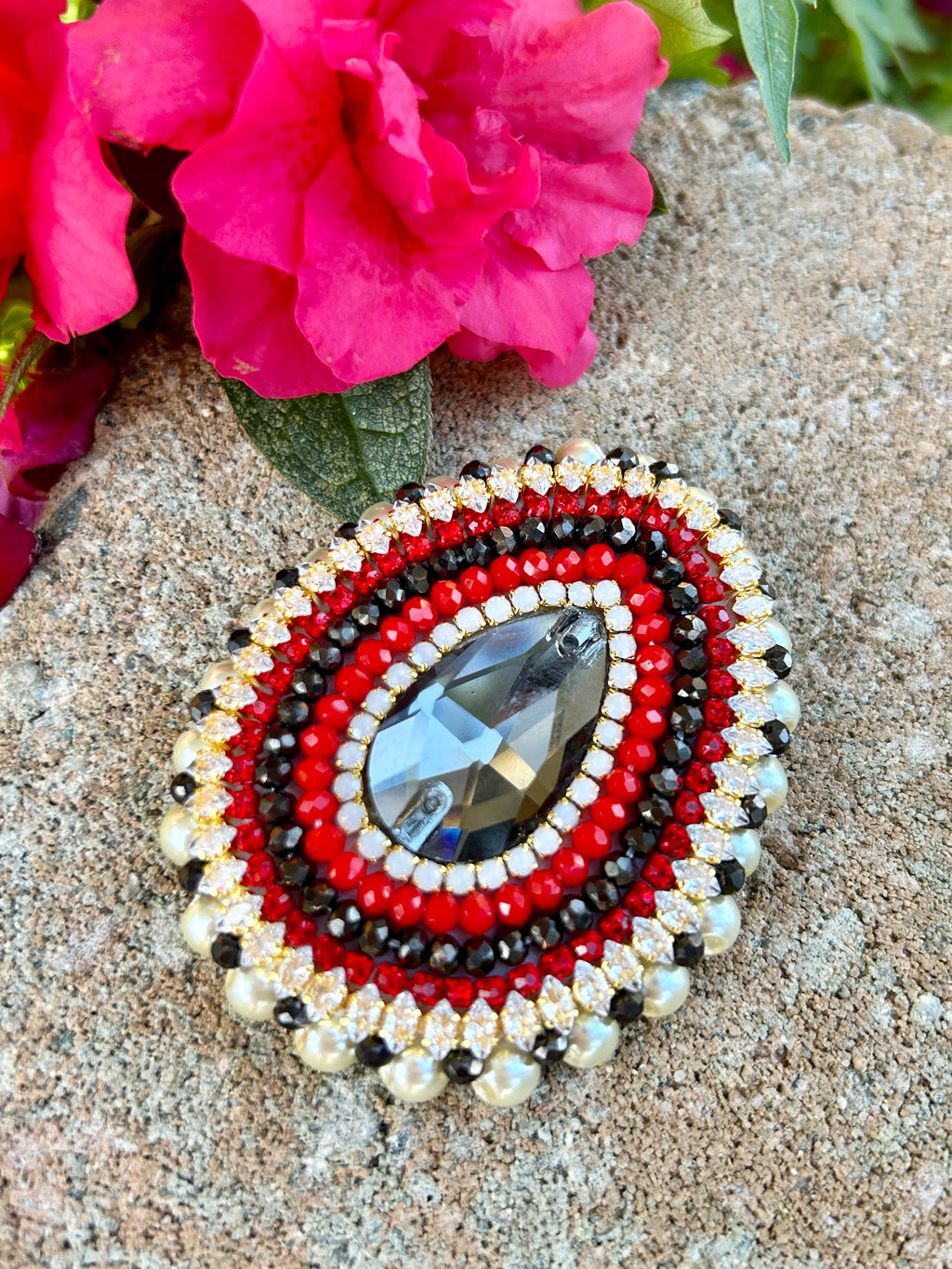 Black & Red Phone Grip or Badge Reel