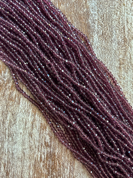 Clear Purple 3mm Rondelle Beads #13: Single strand or 10 strand pack