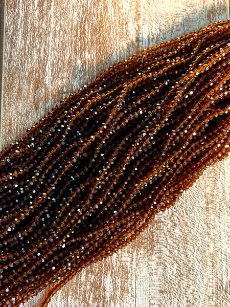 Burnt Amber 3mm Rondelle Beads #7: Single strand or 10 strand pack