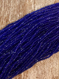 Royal Blue Clear 3mm Rondelle Beads #10: Single strand or 10 strand pack