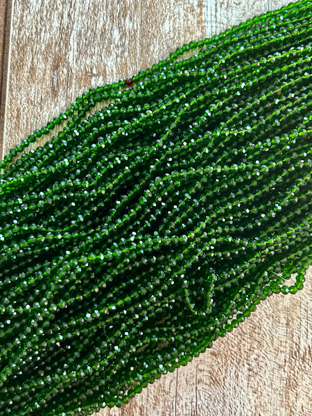 Clear Forest Green 3mm Rondelle Beads #17: Single strand or 10 strand pack