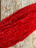 Clear Red 3mm Rondelle Beads #27: Single strand or 10 strand pack