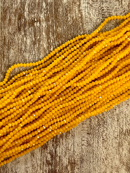 Mustard 3mm Rondelle Beads #44: Single strand or 10 strand pack