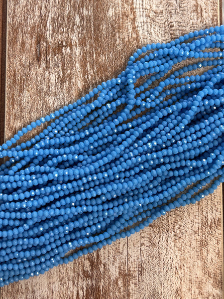 Azure Blue 3mm Rondelle Beads #51: Single strand or 10 strand pack