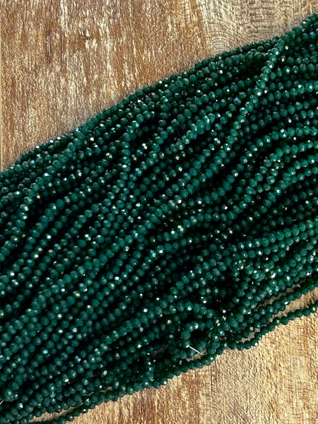Dark Jade 3mm Rondelle Beads #58: Single strand or 10 strand pack