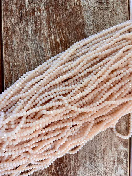 Pale Peach 3mm Rondelle Beads #73: Single strand or 10 strand pack