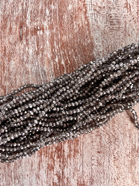 Mixed Grey 3mm Rondelle Beads #80: Single strand or 10 strand pack
