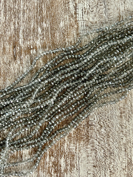 Clear Grey 3mm Rondelle Beads #82: Single strand or 10 strand pack