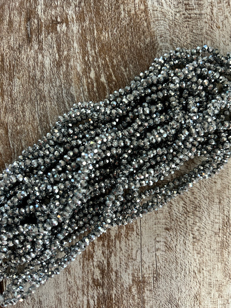 Metallic Grey 3mm Rondelle Beads #96: Single strand or 10 strand pack