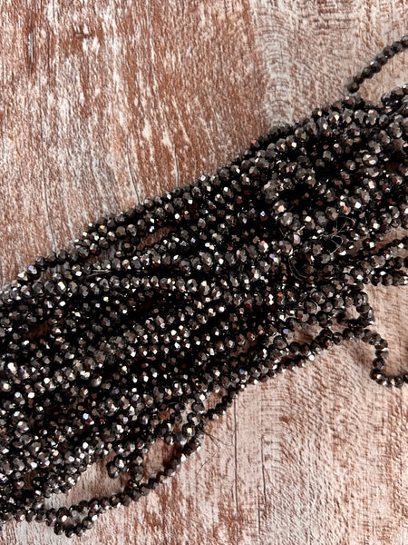 Gunmetal Black 3mm Rondelle Beads #99: Single strand or 10 strand pack