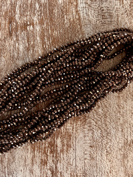 Metallic Chocolate 3mm Rondelle Beads #98: Single strand or 10 strand pack