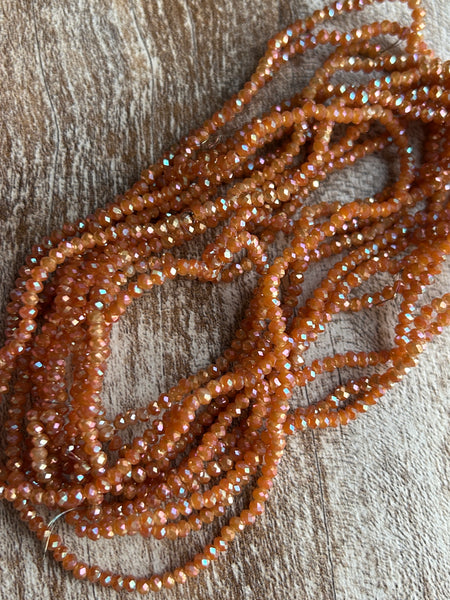 Iridescent Ochre 3mm Rondelle Beads #149: Single strand or 10 strand pack