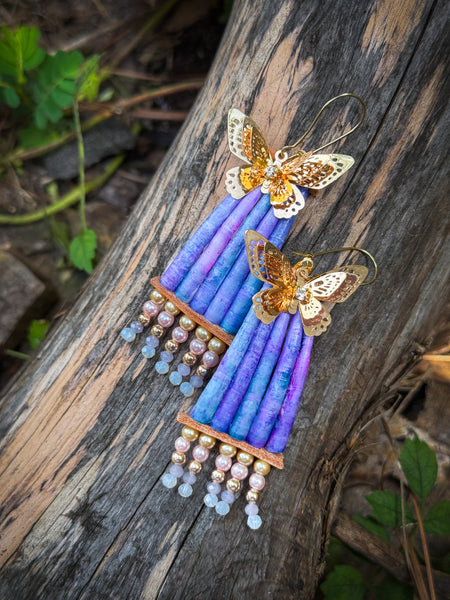 Handmade Dyed Dentalium Earrings
