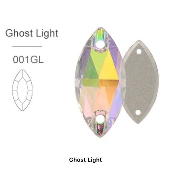 Ghost Light Glass Crystal Horseeye: 6x12mm or 7x15mm