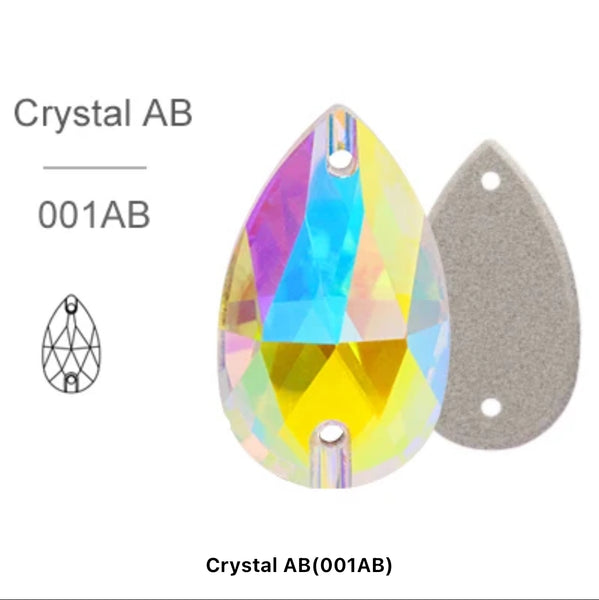 Gold Crystal AB Glass Crystal Teardrop: 11x18, 13x22, or 17x28mm