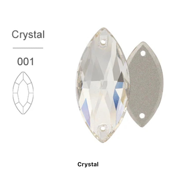 Crystal Clear Glass Crystal Horseeye: 6x12mm, 7x15mm, or 15x32mm