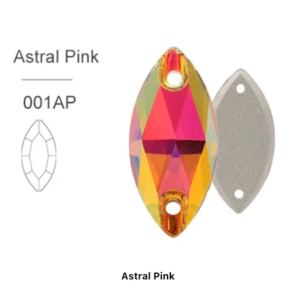 Astral Pink Glass Crystal Horseeye: 9x18mm