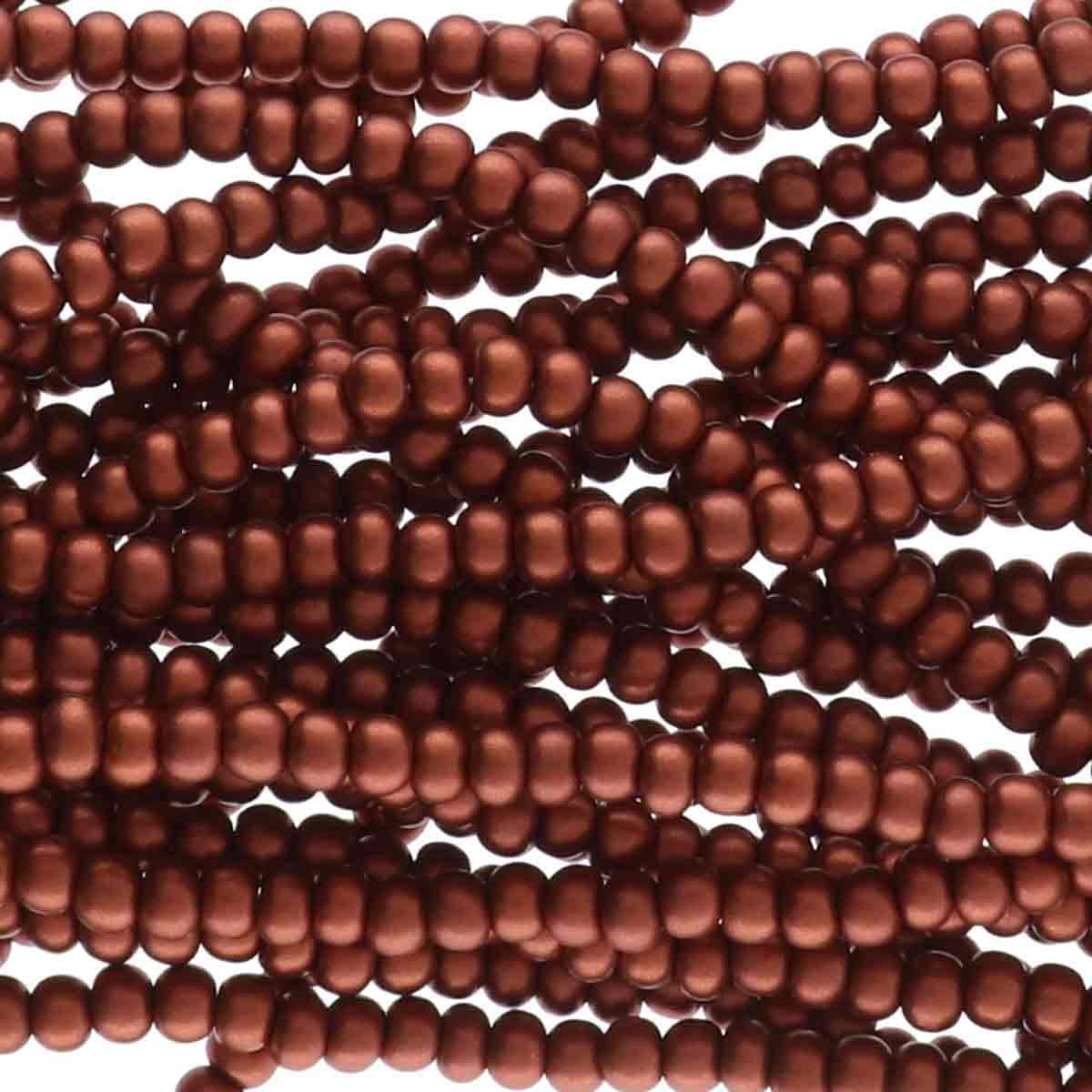 11/0 Czech Preciosa Seed Beads Half Hank: Bronze Fire Red