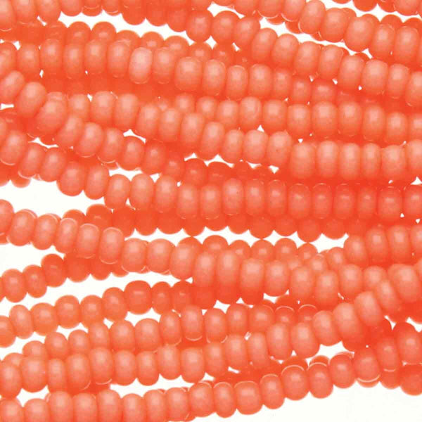 11/0 Czech Preciosa Seed Beads Half Hank: Coral Opaque Solgel