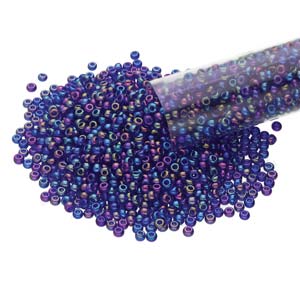 11/0 Czech Preciosa Seed Beads Tube: Dark Sapphire AB