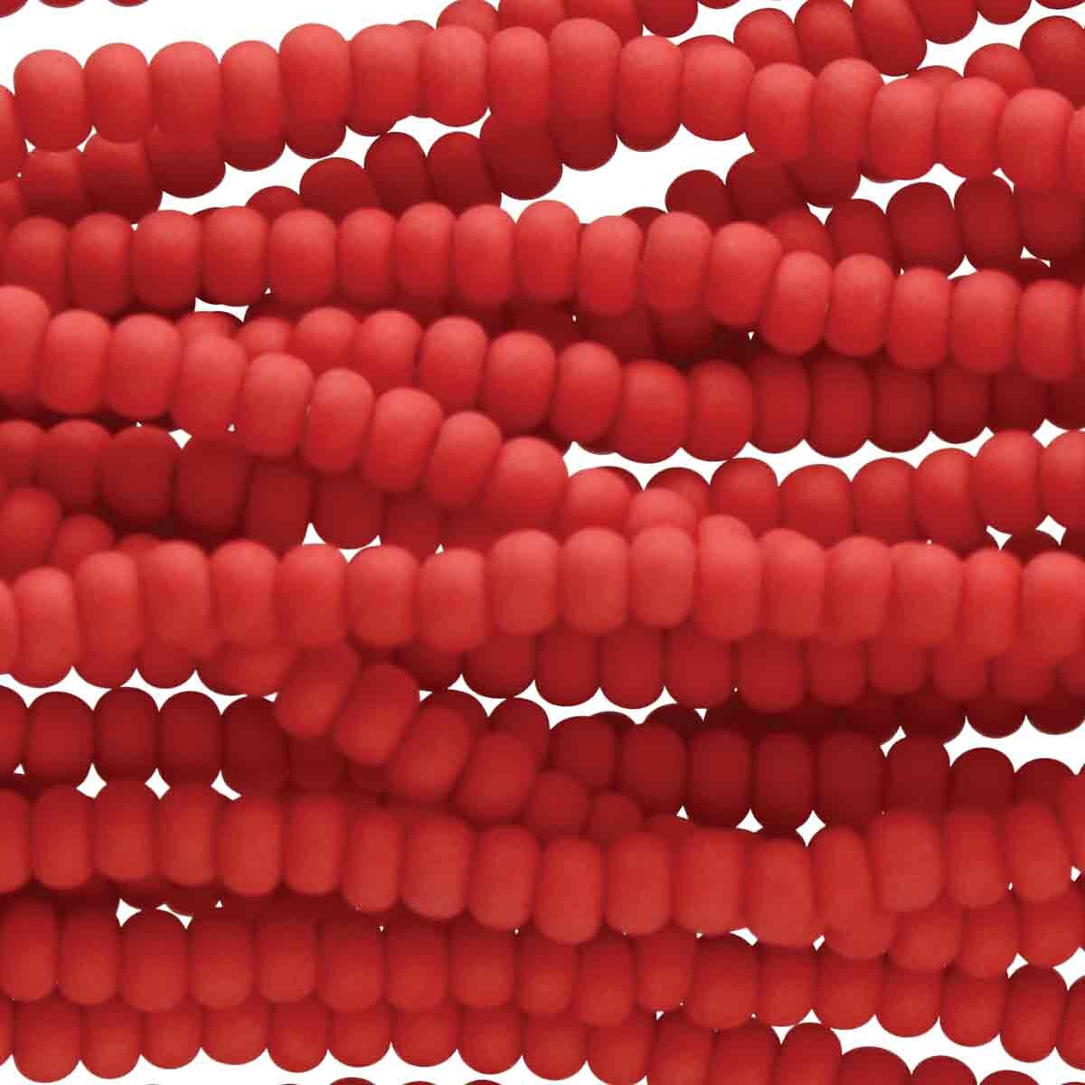11/0 Czech Preciosa Seed Beads Half Hank: Red Matte
