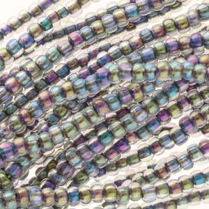 11/0 Czech Preciosa Seed Beads Half Hank: Crystal Black C/L AB