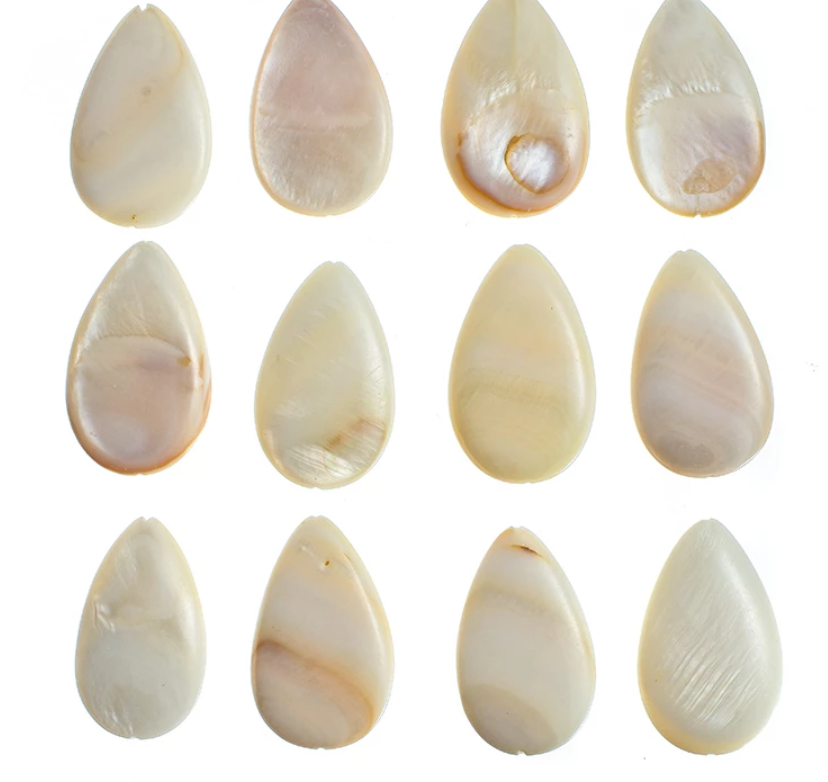 *PREORDER* Teardrop Shell Centerpieces 18x13mm: 50 Pairs