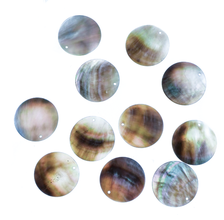 *PREORDER* Brown/Grey Shell Round Centerpieces 25mm: 25 Pairs