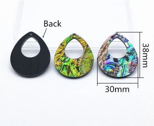 *PREORDER* 38x30mm Abalone Open Teardrop Centerpieces: 15 Pairs