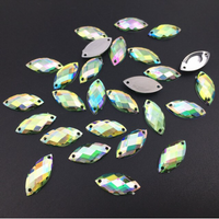 25 Pairs Acrylic Crystal Horseeye: Peridot AB 7x15mm