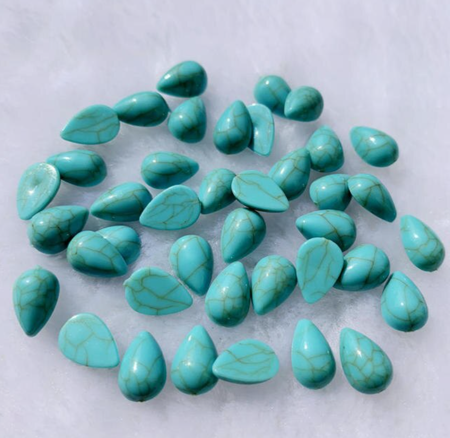 Mini Faux Turquoise Teardrop Centerpieces 8x12mm: 30 Pairs