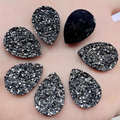 Dark Grey Faux Druzy Teardrop Centerpieces 18x25mm